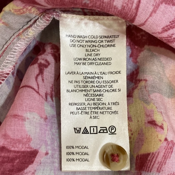 Pilcro Anthropologie Floral Women M Top blouse button down Red Pink fairy boho - Picture 6 of 7